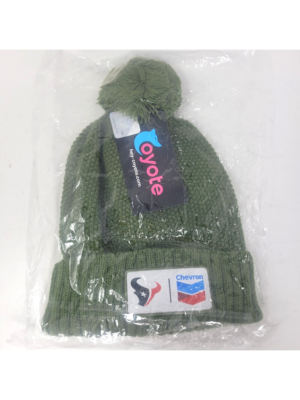 Houston Texans Chevron Promotional Pom Beanie Olive Green USA Flag Patch New